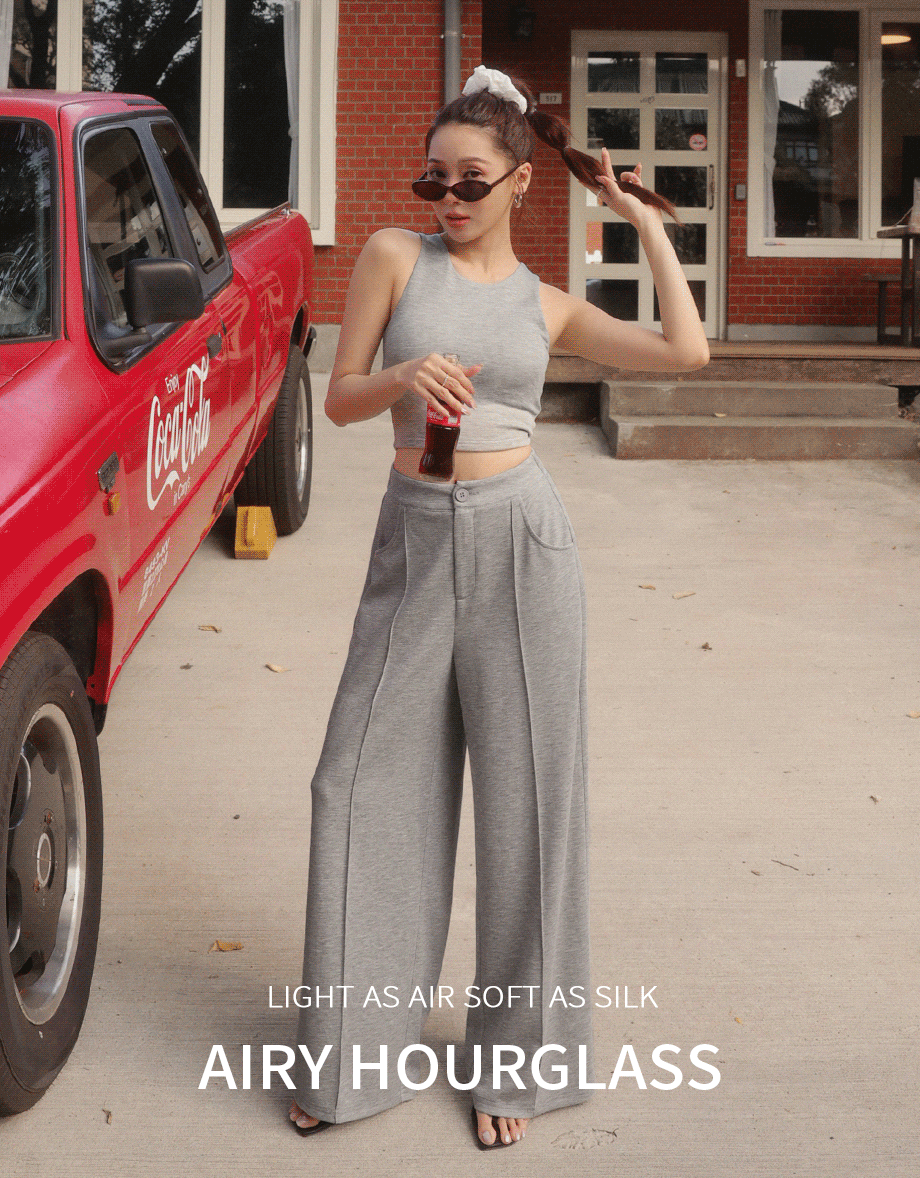 AIRY HOURGLASS Relaxed Fit Wide Leg Pants with Seam Detail